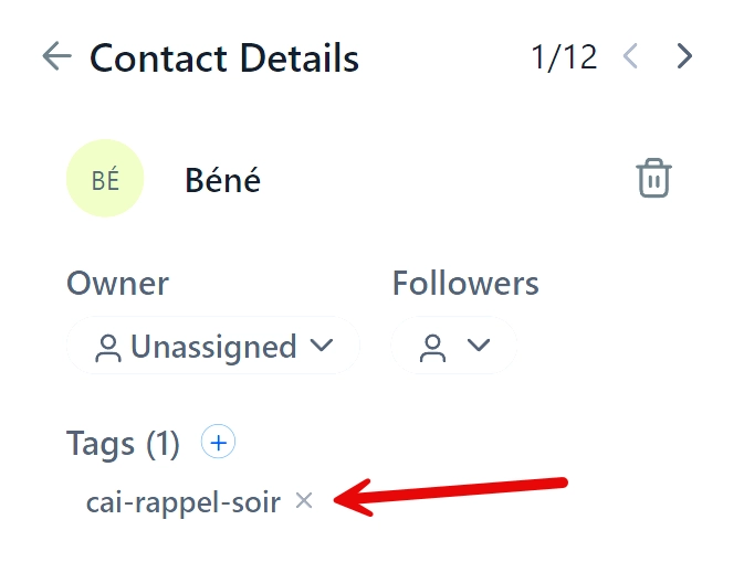 A contact record in GoHighLevel, with the profile tags applied by Tiquiz
